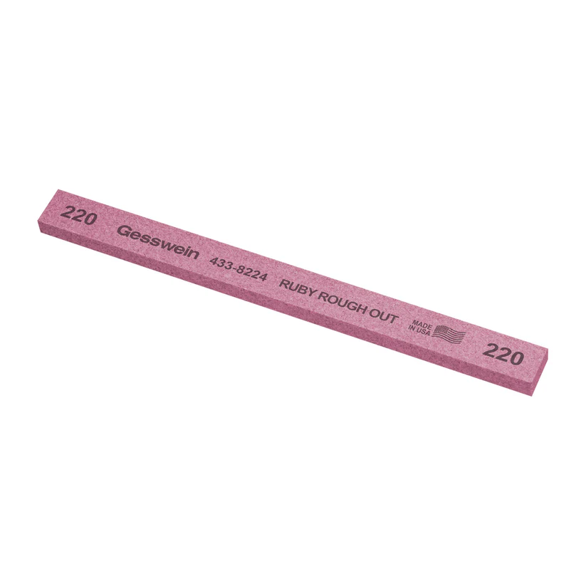 [433-8224] Gesswein® Ruby Rough Out Stones - 1/2" x 1/4" x 6", 220 Grit  (Pkg. of 12)