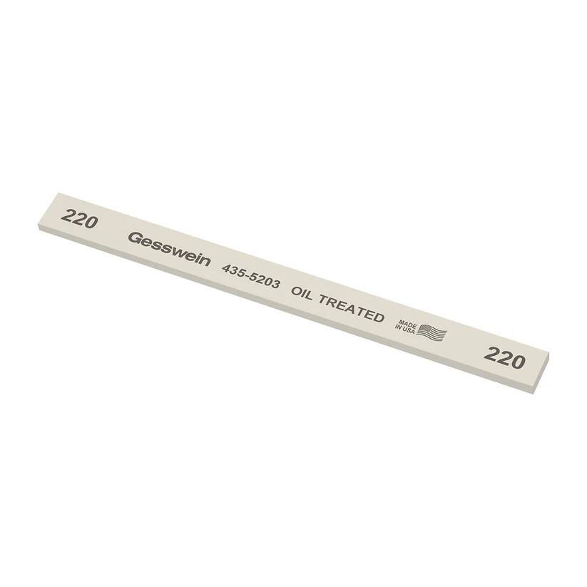[435-5203] Gesswein® Oil-Treated Stones - 1/2" x 1/8" x 6", 220 Grit  (Pkg. of 12)
