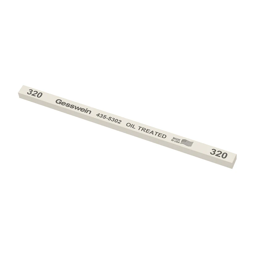 [435-5302] Gesswein® Oil-Treated Stones - 1/4" x 1/4" x 6", 320 Grit  (Pkg. of 12)