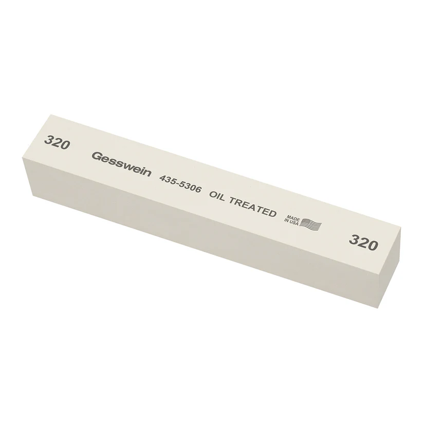 [435-5306] Gesswein® Oil-Treated Stones - 1" x 1" x 6", 320 Grit  (Pkg. of 6)
