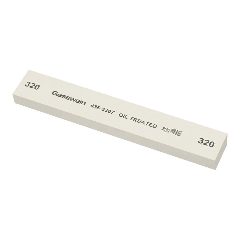 [435-5307] Gesswein® Oil-Treated Stones - 1" x 1/2" x 6", 320 Grit  (Pkg. of 6)