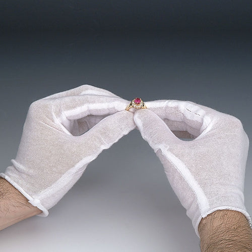[805-1030] White Cotton Gloves - Light Weight-Small (1 dozen pairs)