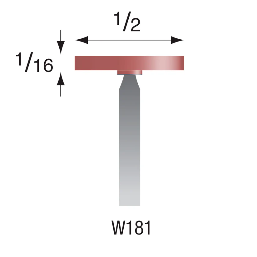 [309-1810] Red Mounted Points, 1/8" Shank - W181, Box of 12
