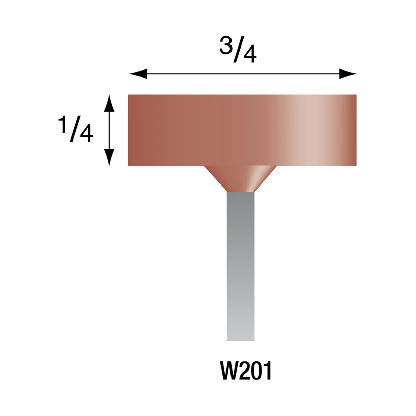 Red Mounted Points, 1/8" Shank - W201, Box of 12