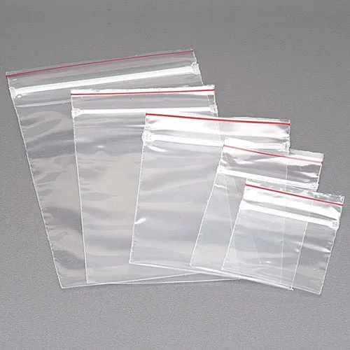 Clear Zip Bags with Red Line - 4" x 6"