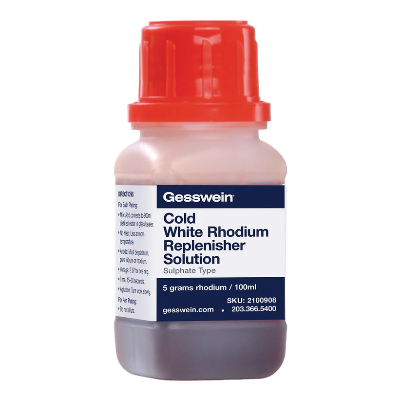 [210-0908] Gesswein® Cold White Rhodium Replenisher Solution - 5 Gram