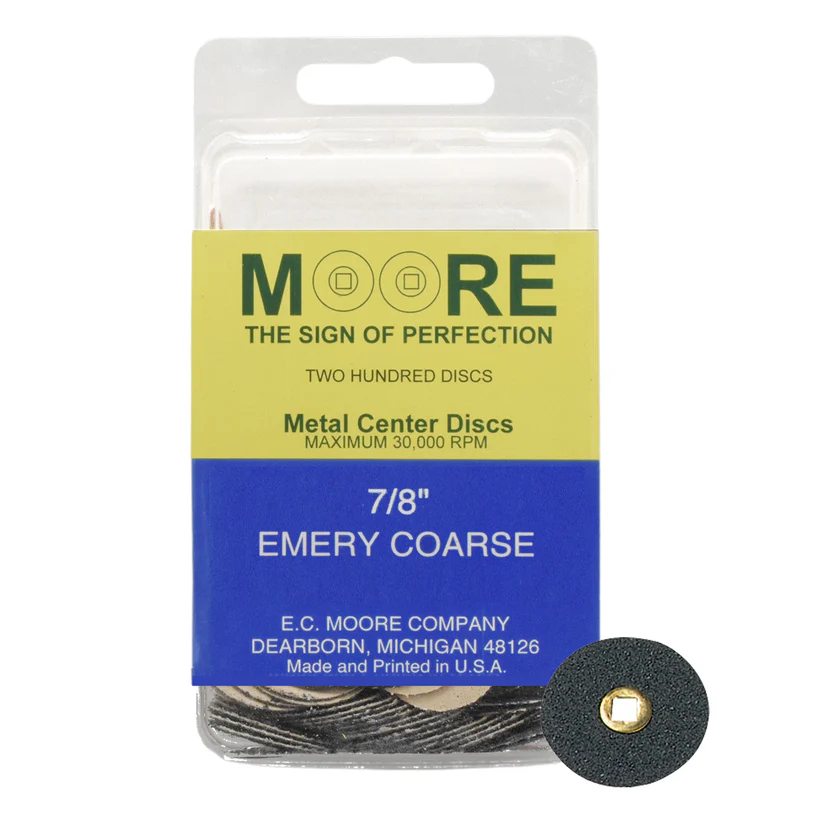 [845-3112] Emery 7/8" Coarse Moore Snap-On Discs (200)
