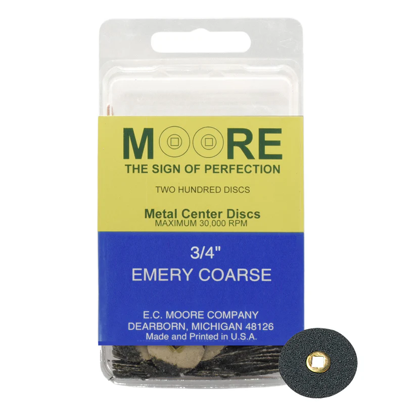[845-3113] Emery 3/4 Coarse Moore Snap-On Discs (200)