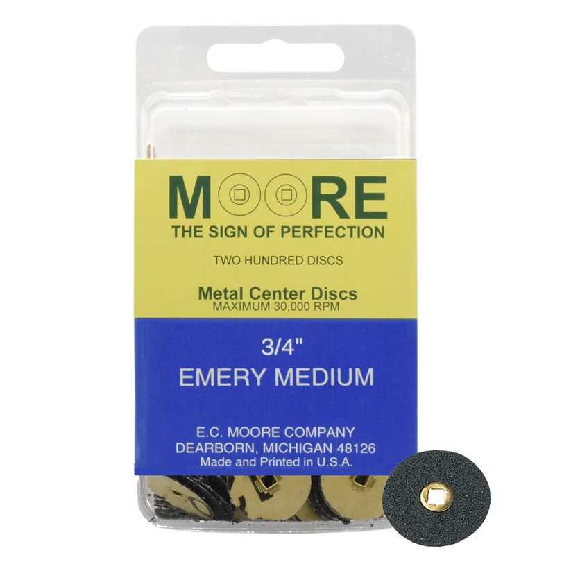 [845-3115] Emery 3/4" Medium Moore Snap-On Discs (200)