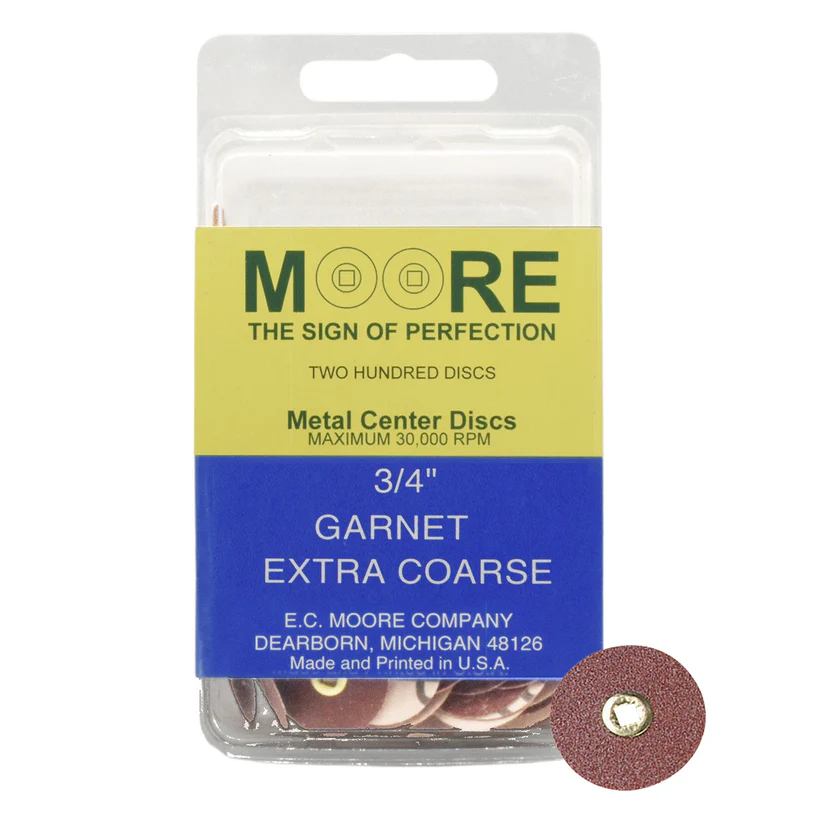 [845-3121] Garnet 3/4" Extra Coarse Moore Snap-On Discs (200)