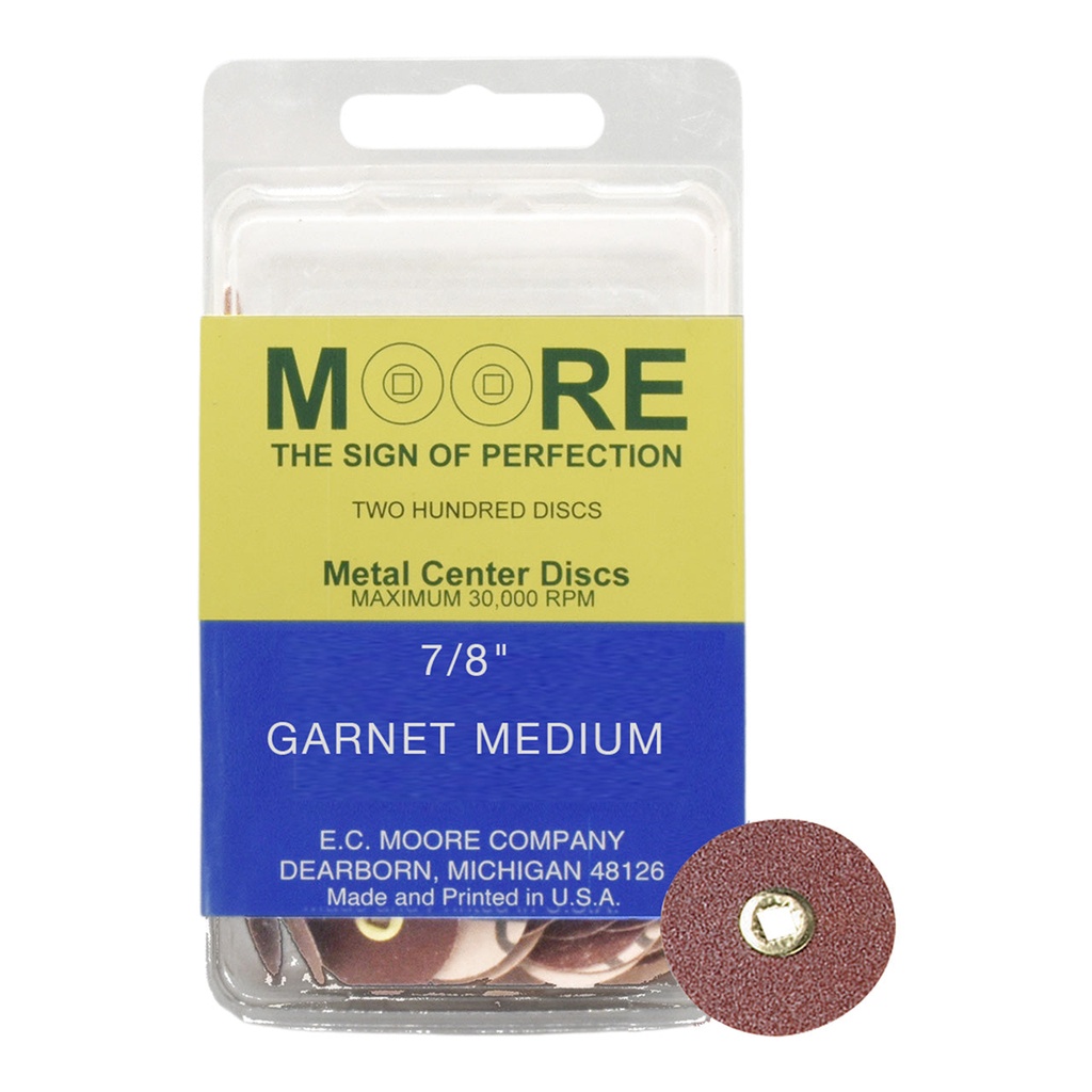 [845-3124] Garnet 7/8" Medium Moore Snap-On Discs (200)