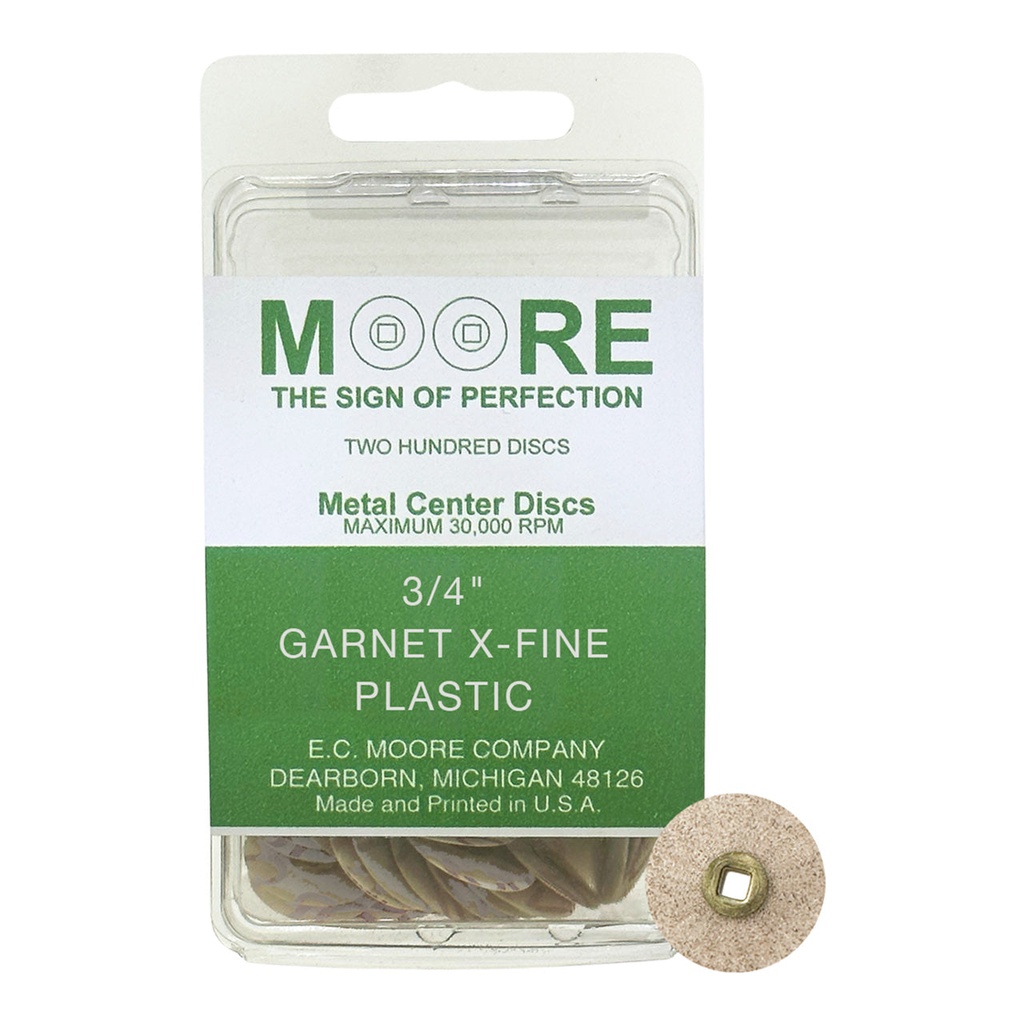 [845-3129] Garnet 3/4" Extra Fine Moore Snap-On Discs (200)